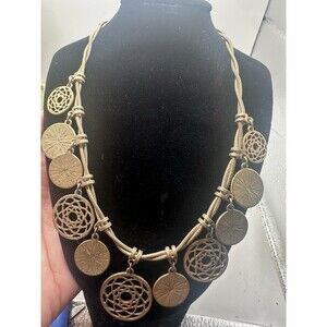 Axcess By Liz Claiborne Gold Tone Medallion Charm Statement Necklace